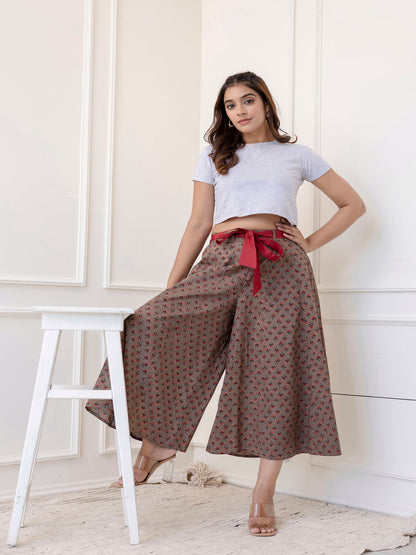 Cotton Calf Length Printed Flared Palazzo
