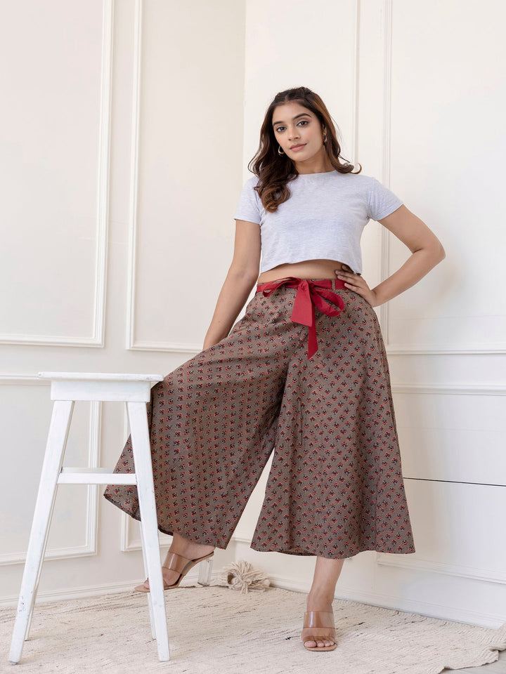 Cotton Calf Length Printed Flared Palazzo