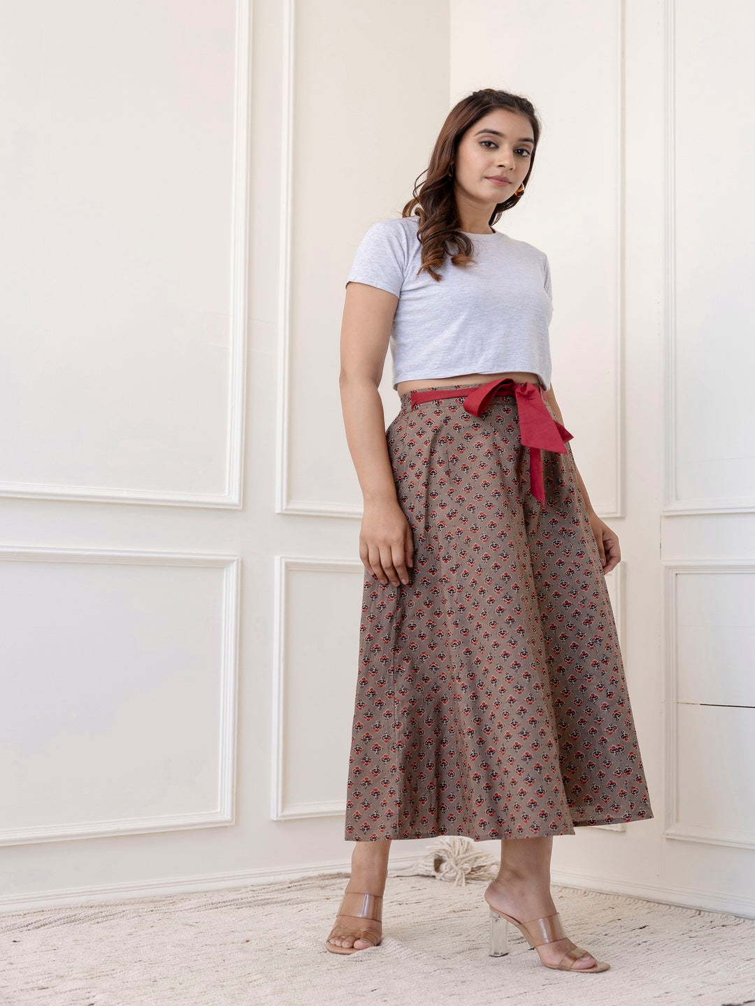 Cotton Calf Length Printed Flared Palazzo