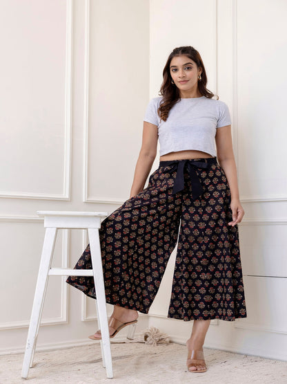 Cotton Calf Length Printed Flared Palazzo
