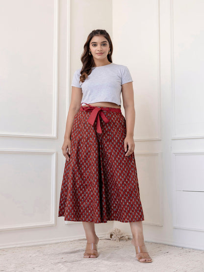 Cotton Calf Length Printed Flared Palazzo