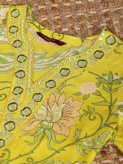 Rayon Calf Length Printed Straight 3/4 Sleeves V Neck Kurta