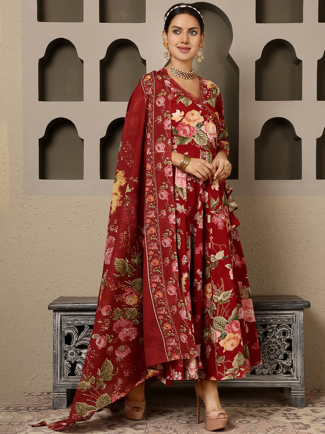 Gulmohar Jaipur maroon cotton printed kurta – wholesale manufacturer &amp; exporter from India