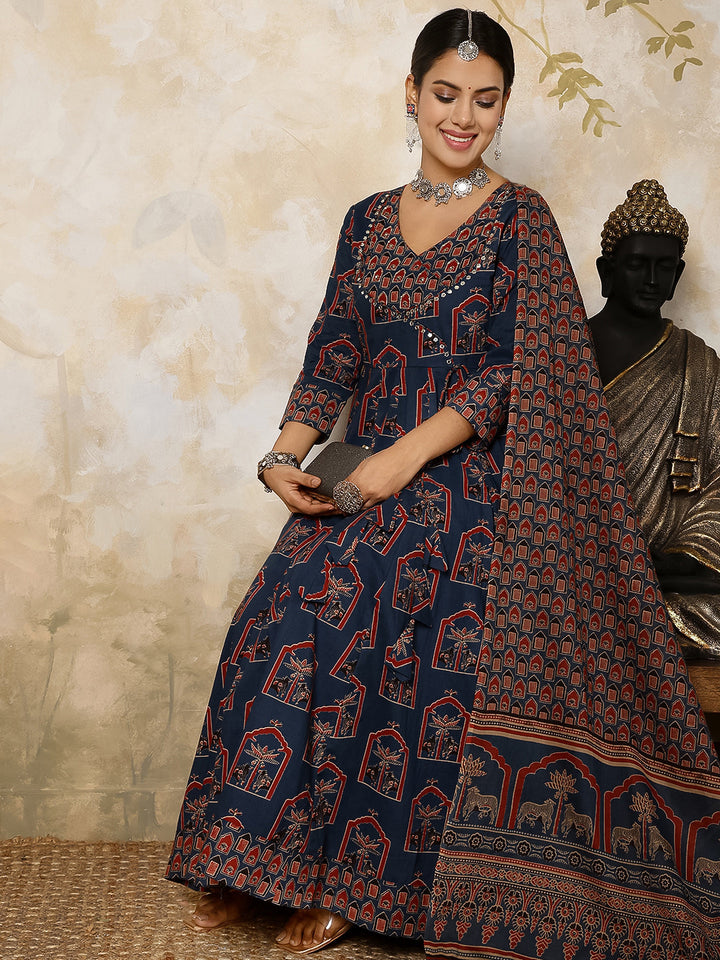 Gulmohar Jaipur navy cotton printed kurta – wholesale supplier