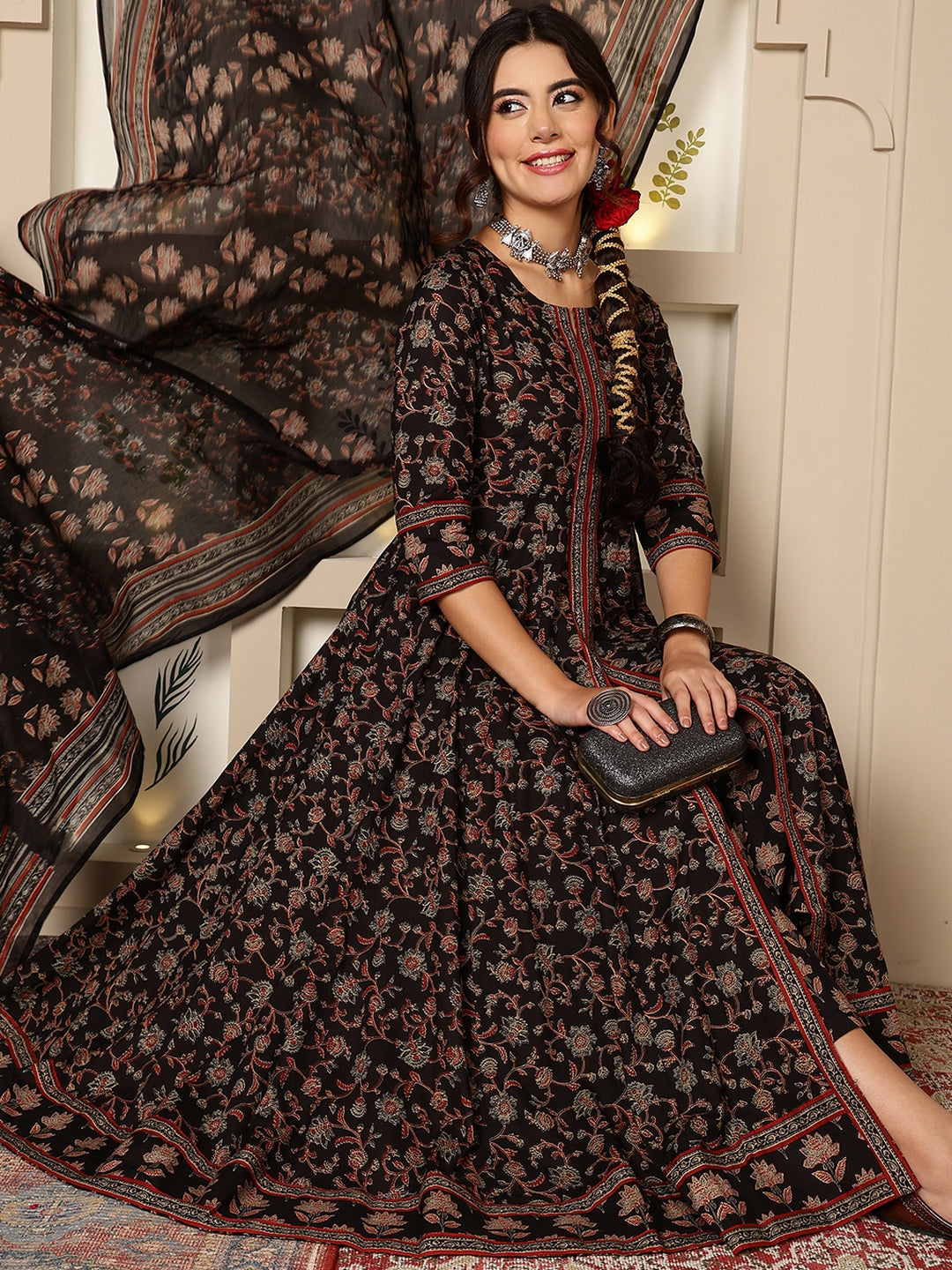 Gulmohar Jaipur black cotton printed kurta – wholesale supplier
