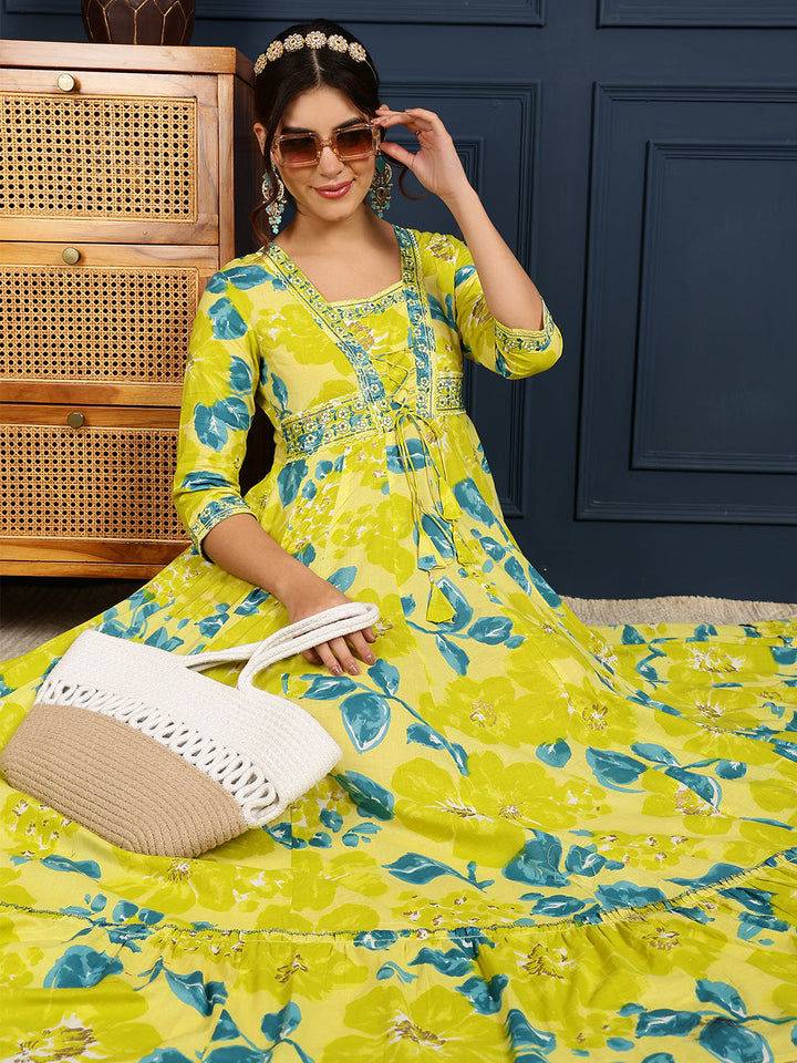 Gulmohar Jaipur lime cotton printed ethnic wear wholesale manufacturer &amp; exporter from India