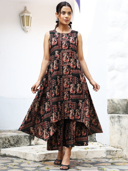 Gulmohar Jaipur black rayon printed kurta – wholesale supplier