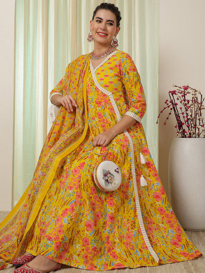 Gulmohar Jaipur yellow cotton printed kurta suit set – wholesale supplier
