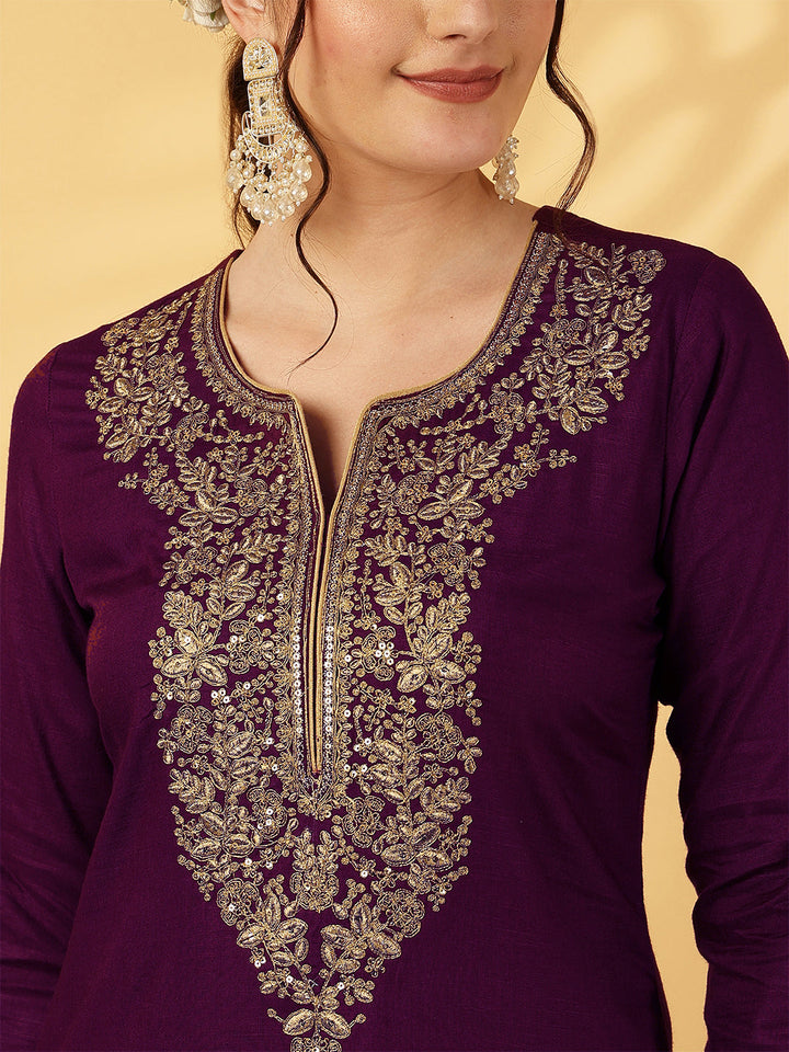 Rayon Calf Length Solid Straight 3/4 Sleeves Round Neck Kurta Bottom Dupatta Set