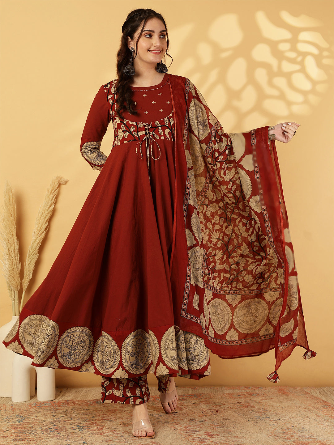 Gulmohar Jaipur maroon rayon printed kurta – wholesale supplier