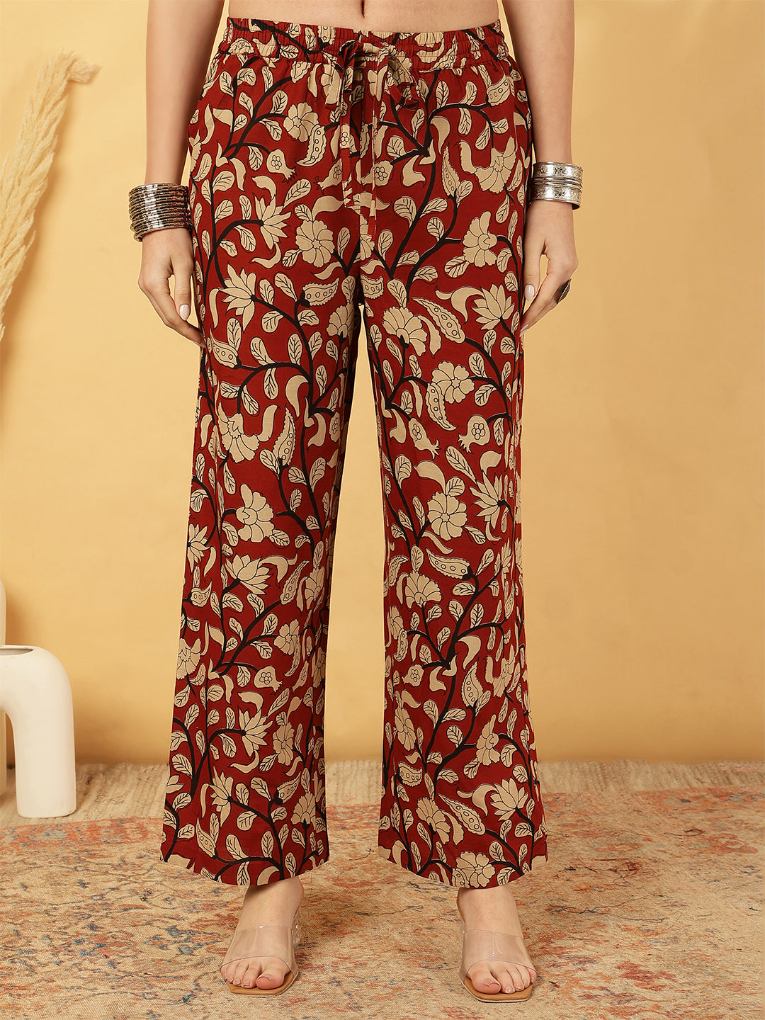 Rayon Calf Length Printed Flared 3/4 Sleeves Round Neck Kurta Bottom Dupatta Set