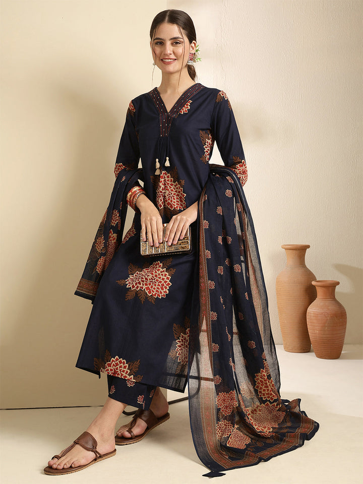 Gulmohar Jaipur navy cotton printed kurta – wholesale supplier