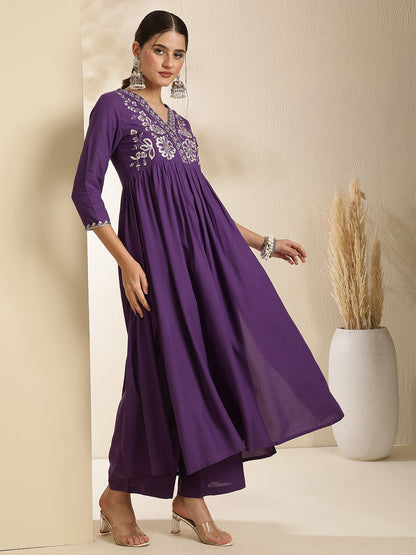 Rayon Calf Length Solid Three-Quarter Sleeves V-Neck Semi-Flared Kurta Bottom With Dupatta