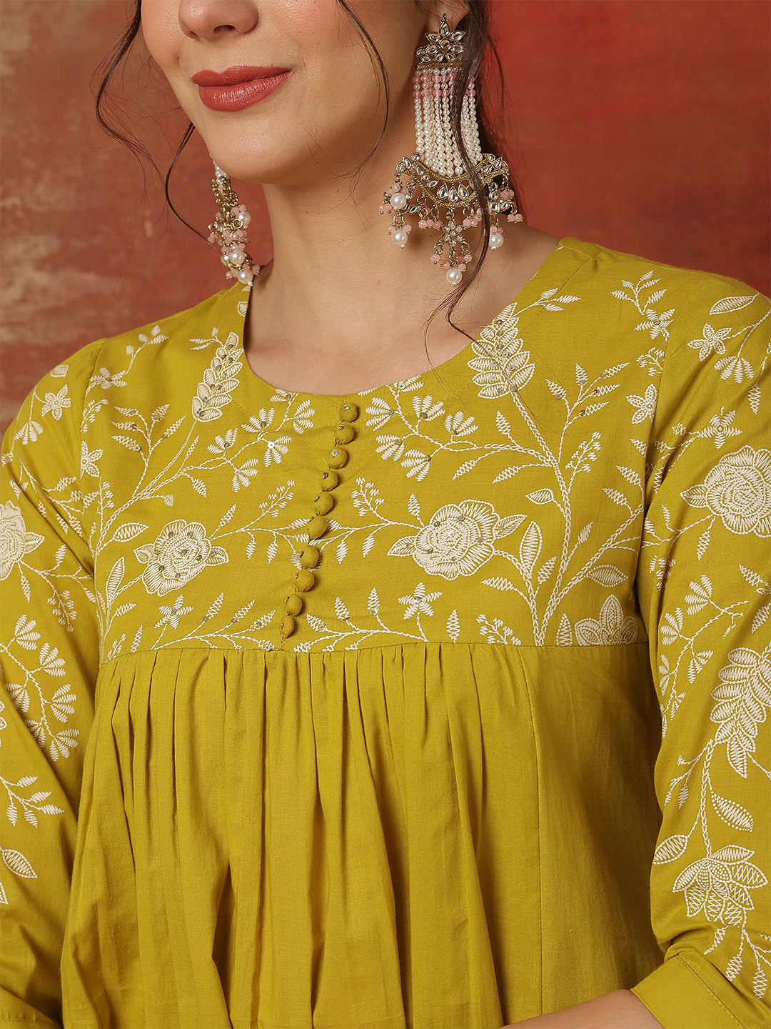 Rayon Calf Length Solid 3/4 Sleeves Round Neck A-Line Kurta Bottom With Dupatta