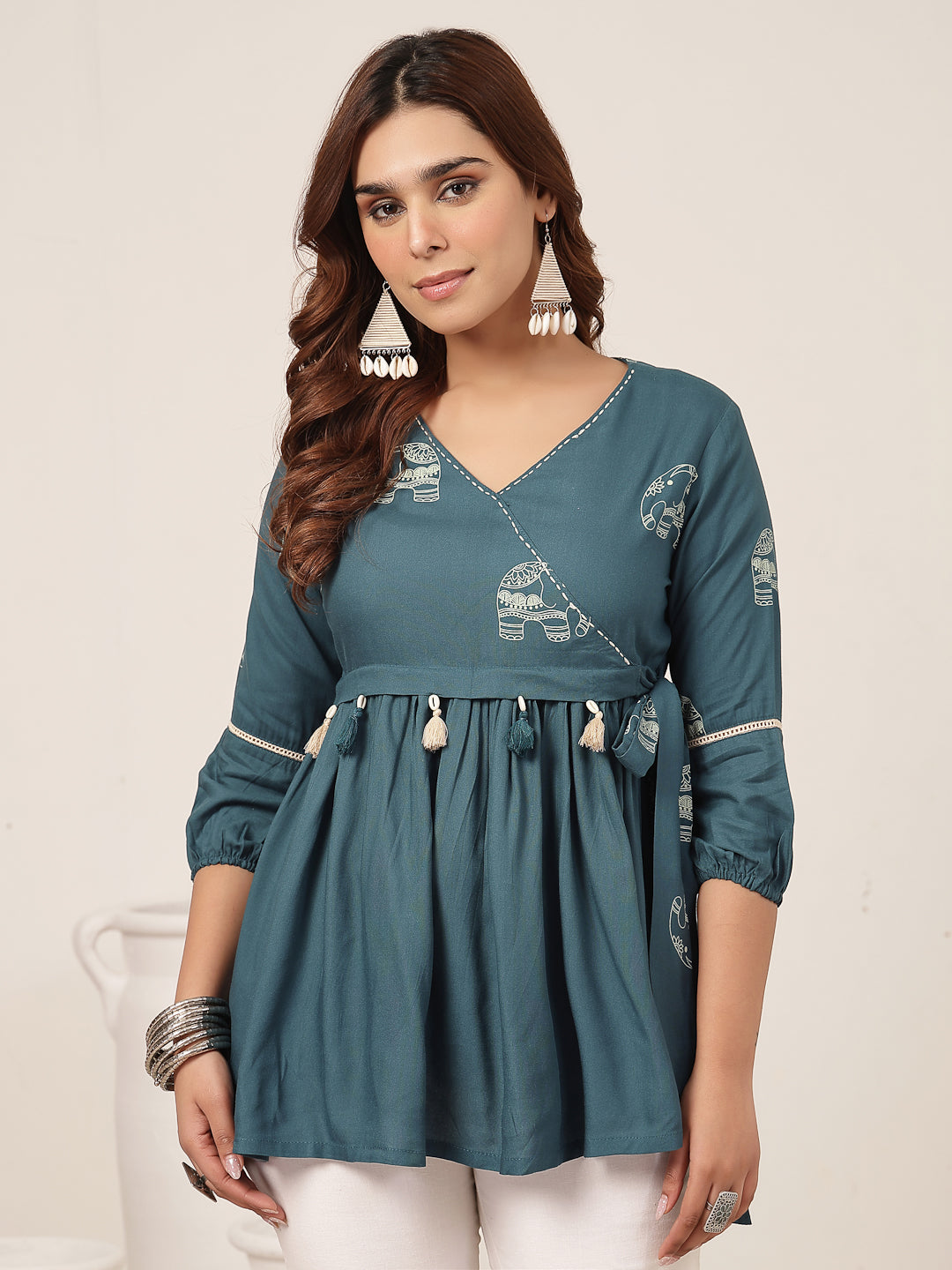 Flared Rayon Printed Top