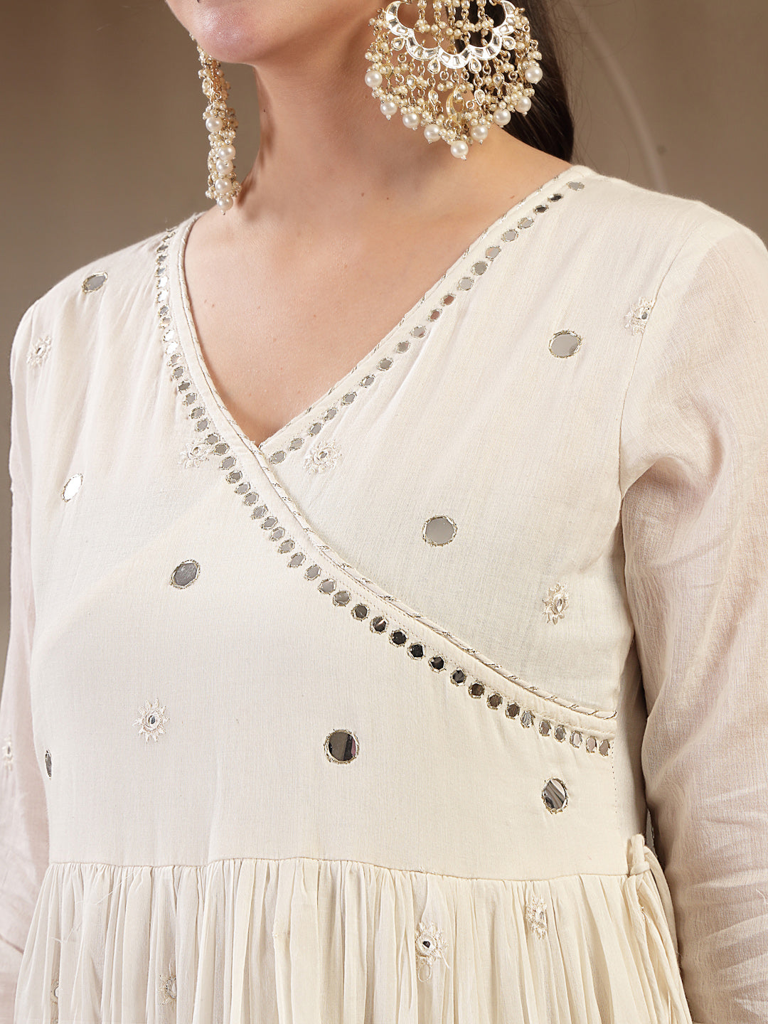 Malmal Calf Length Solid Full Sleeves Anrakha Neck Anarkali Kurta Suit Set With Dupatta (Pre-Order)