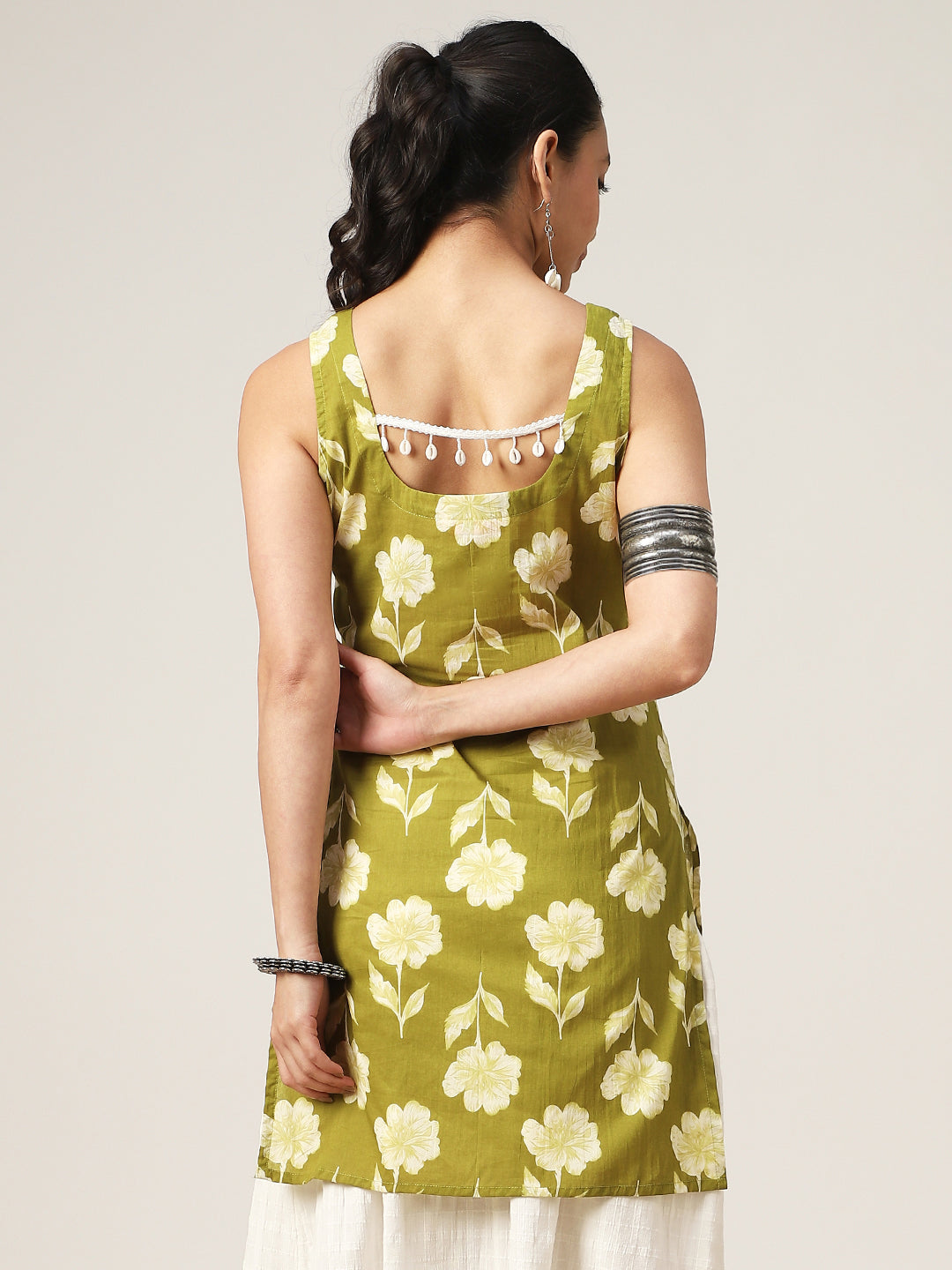 Straight Printed Cotton Square Neck Top