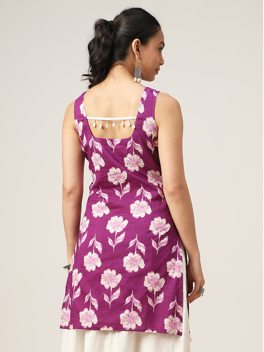 Straight Printed Cotton Square Neck Top