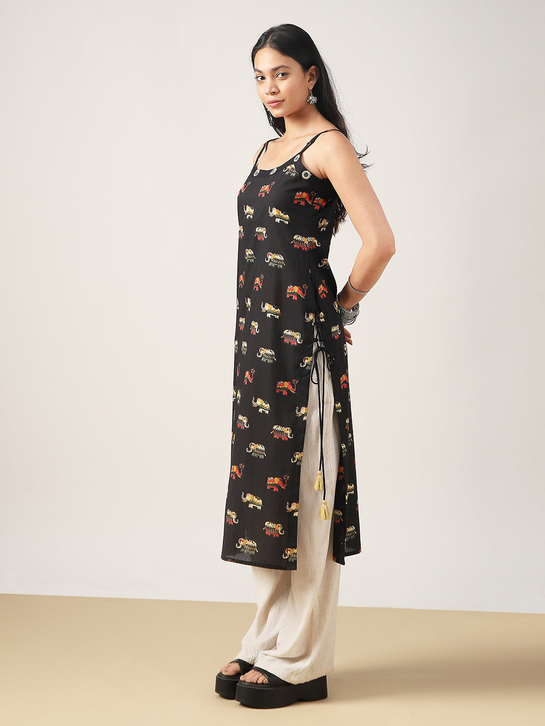 Straight Printed Rayon Strappy Kurti