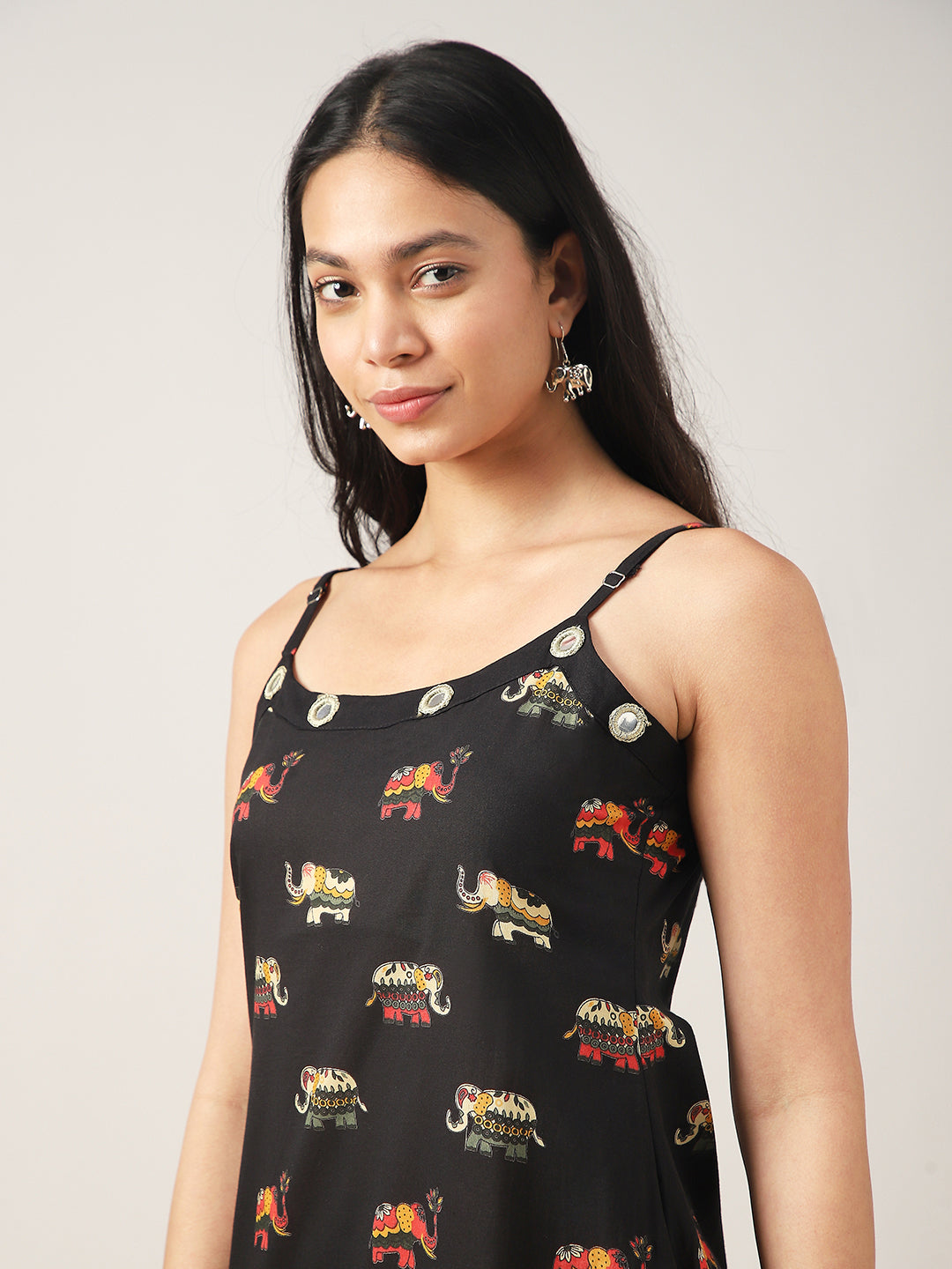 Straight Printed Rayon Strappy Kurti