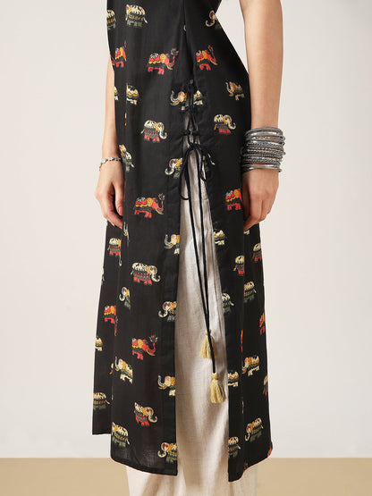 Straight Printed Rayon Strappy Kurti