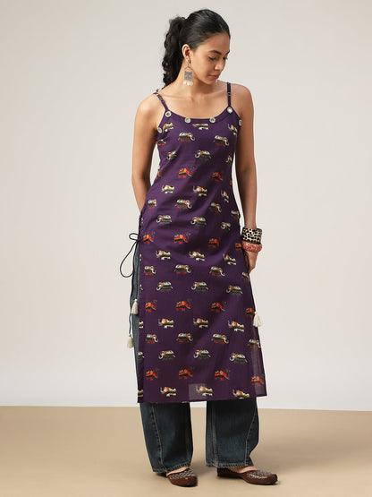 Straight Printed Rayon Strappy Kurti