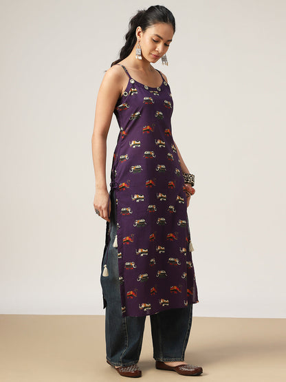 Straight Printed Rayon Strappy Kurti