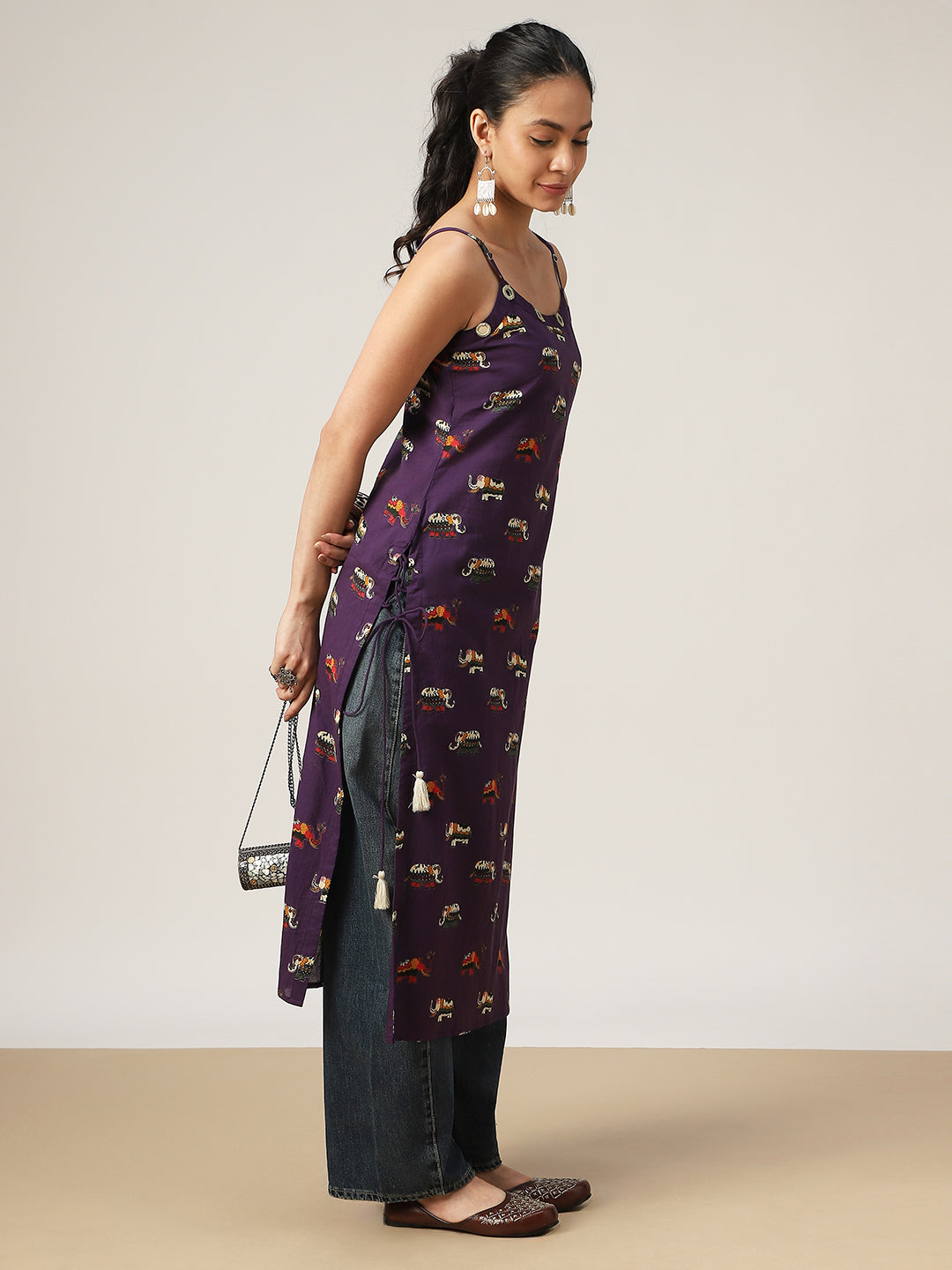 Straight Printed Rayon Strappy Kurti