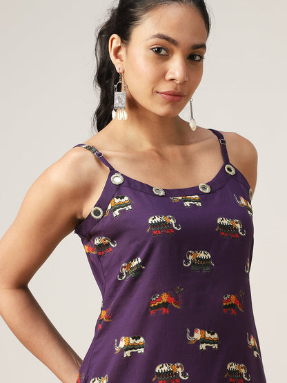Straight Printed Rayon Strappy Kurti