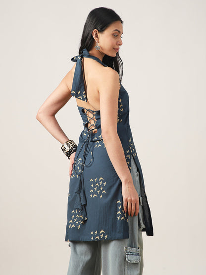 Straight Printed Rayon V-Neck Kurti