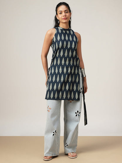 Straight Printed Cotton Round Neck Kurti