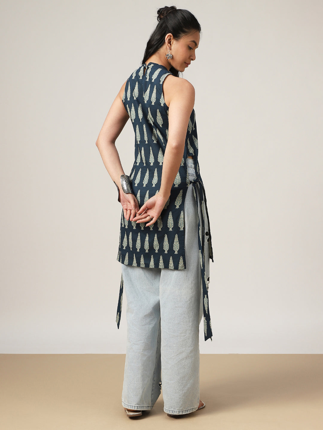 Straight Printed Cotton Round Neck Kurti