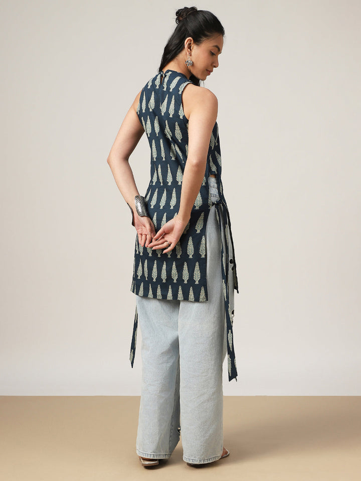 Straight Printed Cotton Round Neck Kurti
