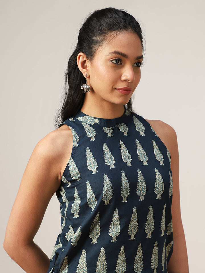 Straight Printed Cotton Round Neck Kurti