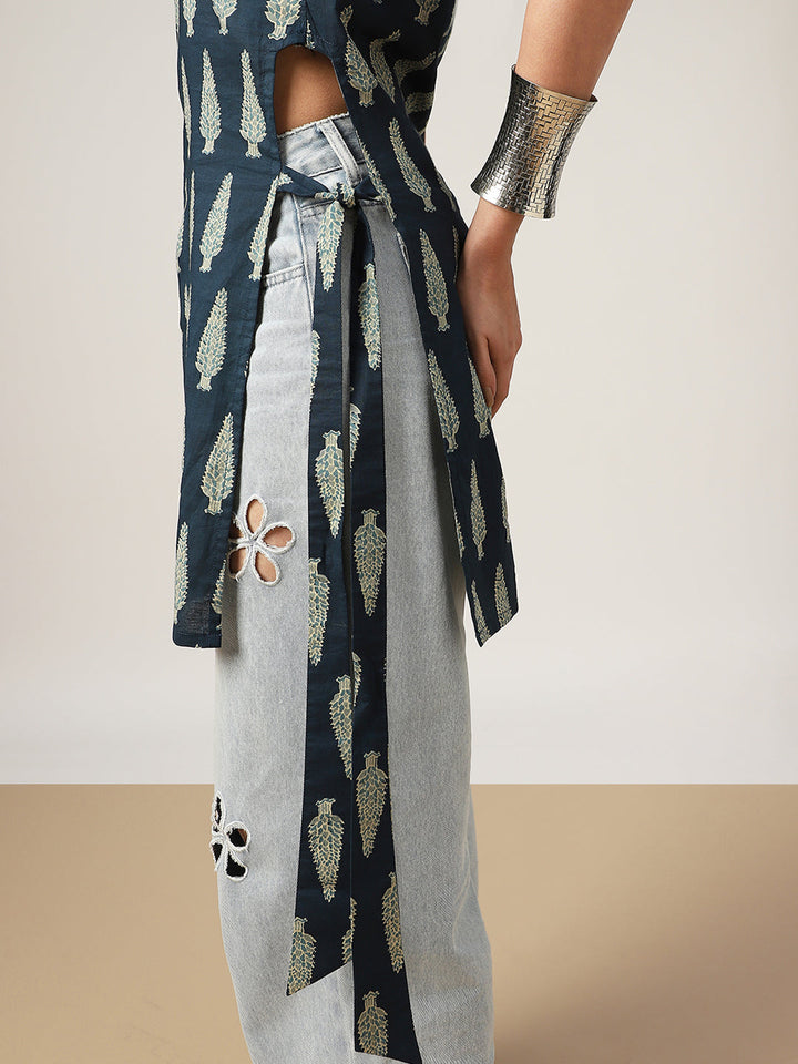 Straight Printed Cotton Round Neck Kurti