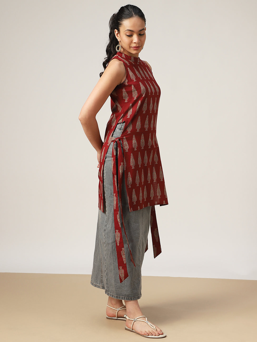 Straight Printed Cotton Round Neck Kurti