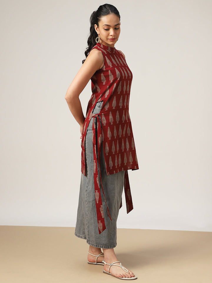Straight Printed Cotton Round Neck Kurti