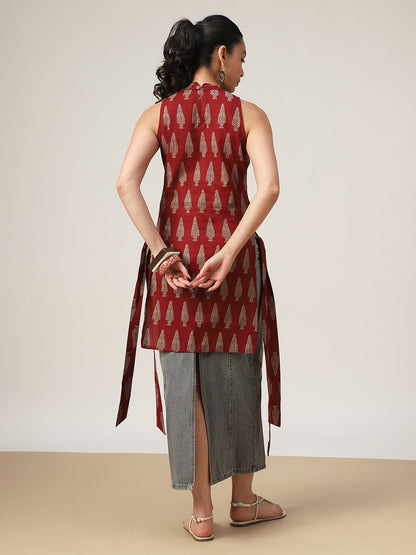 Straight Printed Cotton Round Neck Kurti