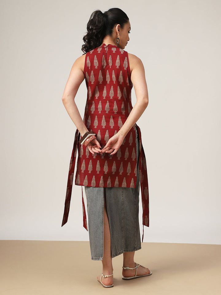 Straight Printed Cotton Round Neck Kurti