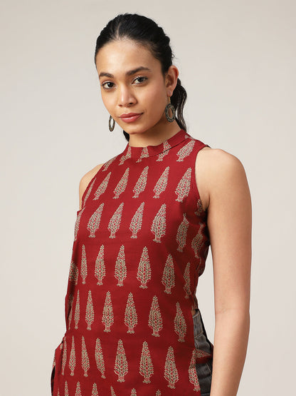 Straight Printed Cotton Round Neck Kurti