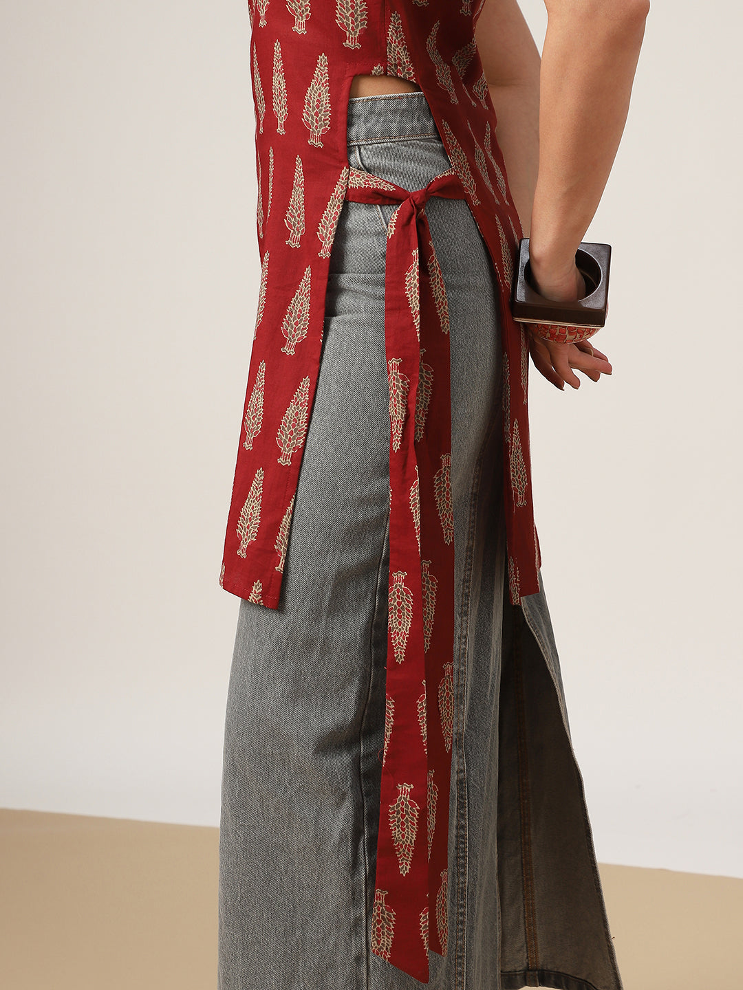 Straight Printed Cotton Round Neck Kurti