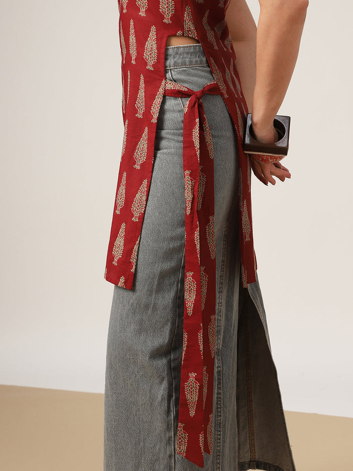 Straight Printed Cotton Round Neck Kurti