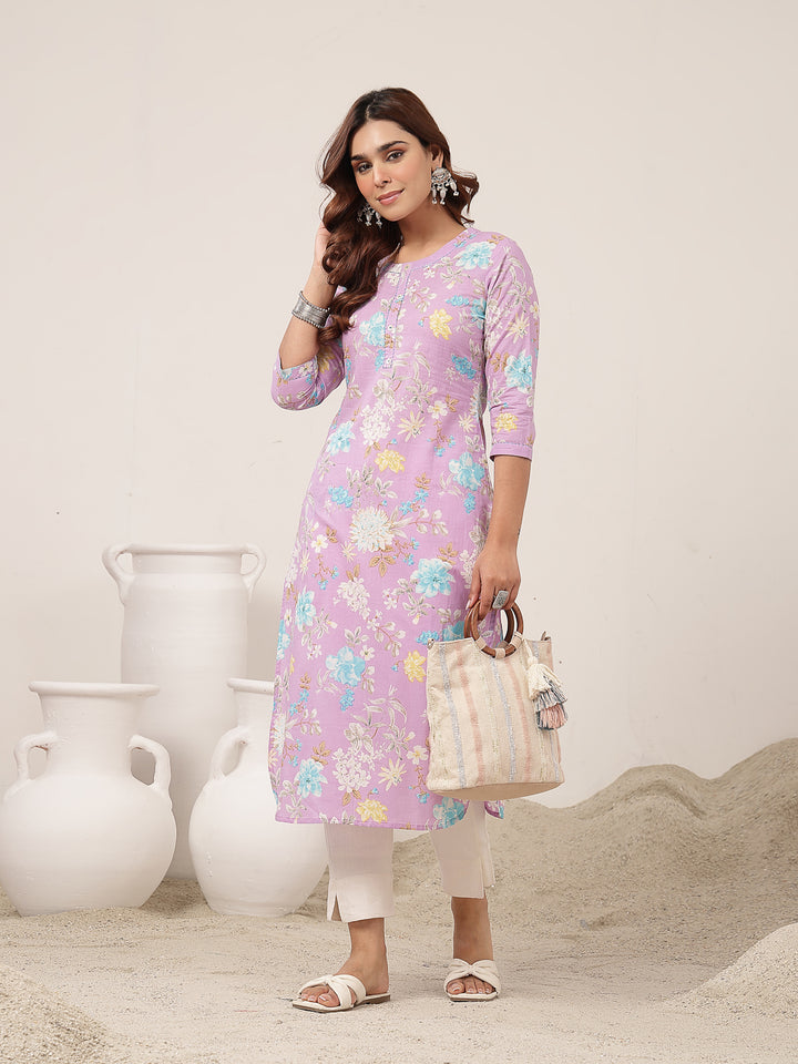 Straight Cotton Printed Kurta