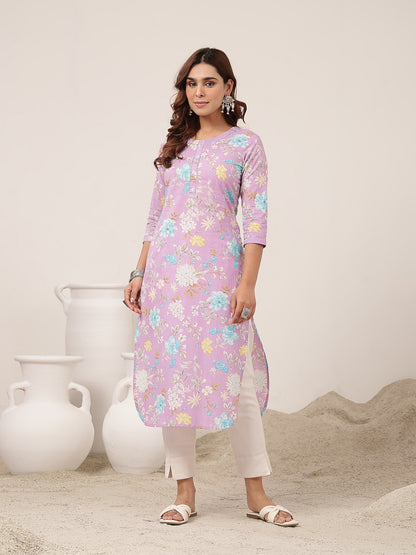 Straight Cotton Printed Kurta