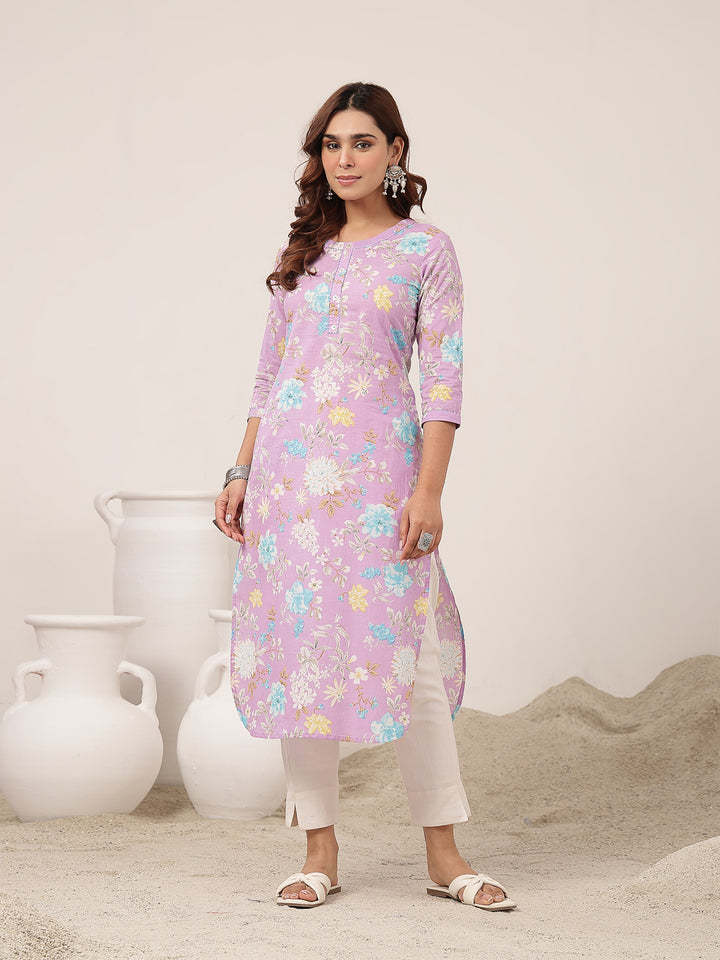 Straight Cotton Printed Kurta