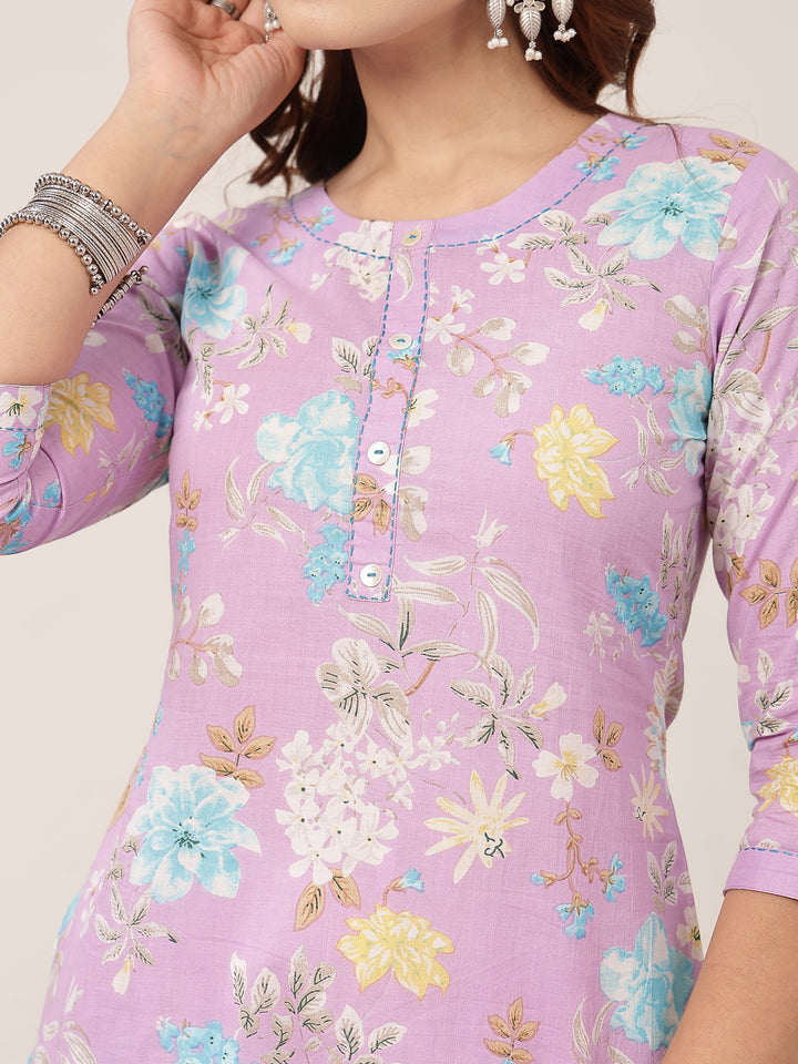 Straight Cotton Printed Kurta