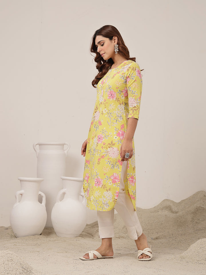 Straight Cotton Printed Kurta