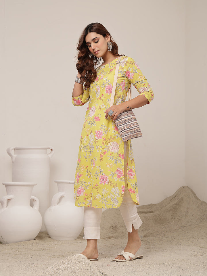Straight Cotton Printed Kurta