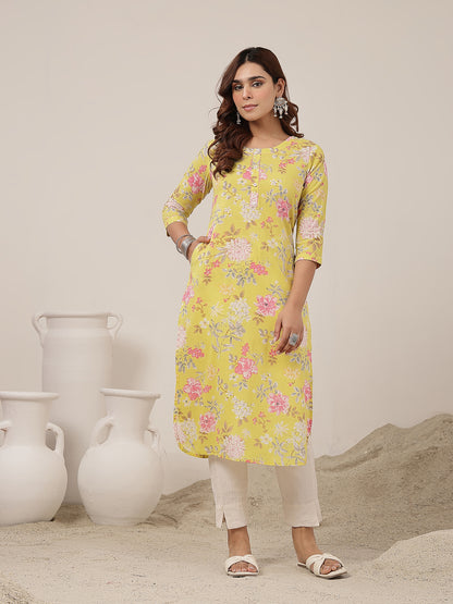 Straight Cotton Printed Kurta
