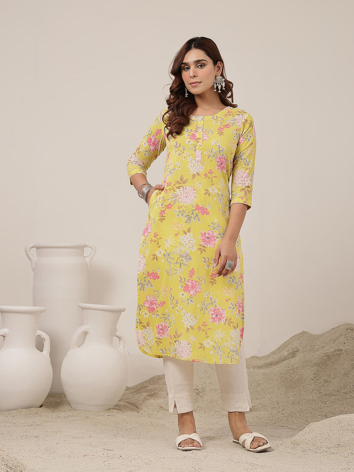 Straight Cotton Printed Kurta
